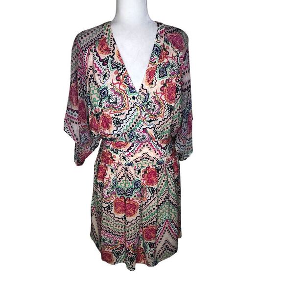 Anthropologie Maeve Siya Kimono Mini Dress Ruched Waist Floral Feminine Sz: 0 - Picture 13 of 15
